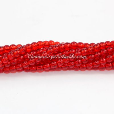 Chinese 4mm Round Glass Beads lt. siam, hole 1mm, about 80pcs per strand
