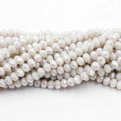 4x6mm Opaque white2 half AB Chinese Crystal Rondelle Beads about 95 beads