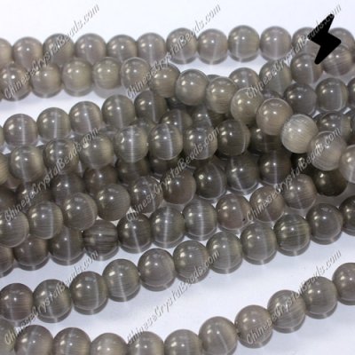 glass cat eyes beads strand, gray, about 15 inch longer
