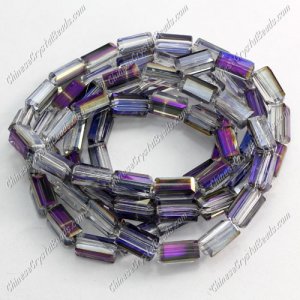 cuboid crystal beads, 4x4x8mm, purple light, 70pcs per strand