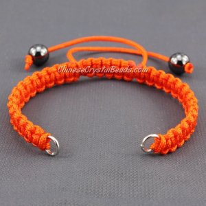 Pave chain, nylon cord, orange, wide : 7mm, length:14cm