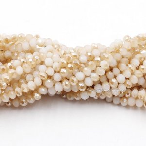 4x6mm White Jade Half amber light Chinese Crystal Rondelle Beads about 95 beads
