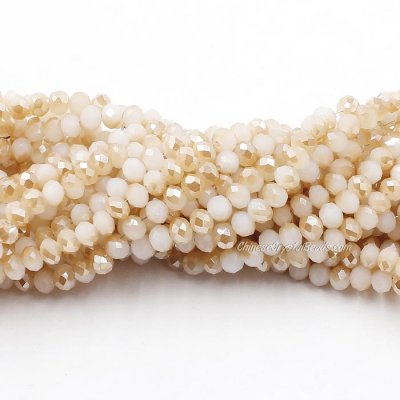 4x6mm White Jade Half amber light Chinese Crystal Rondelle Beads about 95 beads