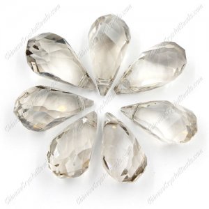 10Pcs Crystal helix Teardrop bead Pendant, 12x22mm, hole:1.5mm, silver shade