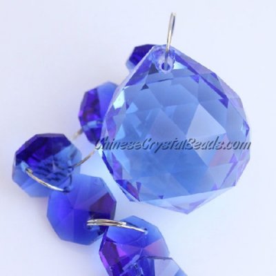 Crystal faceted ball pendants , 30mm, blue