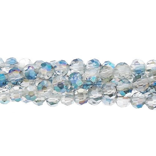 145Pcs Chinese Crystal 4mm Long Round Bead Strand, half blue light