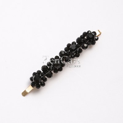 Hot web celebrity crystal flower hair clip, black 1, 1pc