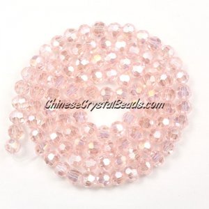 Chinese Crystal 4mm Round Bead Strand, Pink AB, about 100 beads