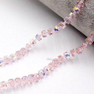 80Pcs 5x8mm angular crystal beads pink new AB