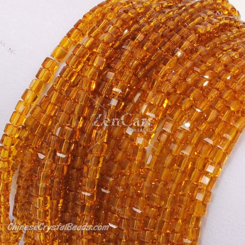 2x2mm cube crytsal beads, amber, 180pcs