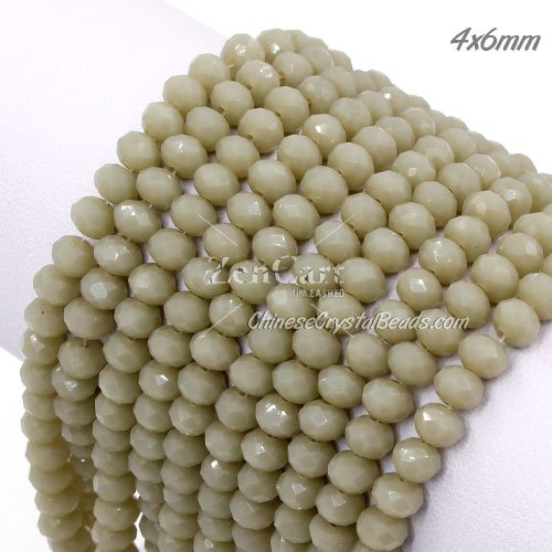 4x6mm Khaki jade Chinese Crystal Rondelle beads about 95 beads