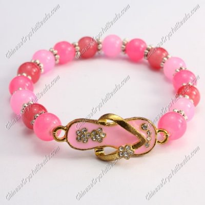 Fashion Glass beads stretch bracelet, slippers charm, 8mm beads