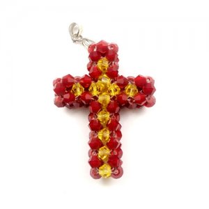 Crystal 3D beaded Red/yellow Cross Charm Kit #1