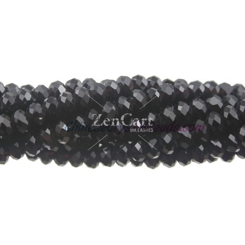 130Pcs 3x4mm Chinese rondelle crystal beads, black