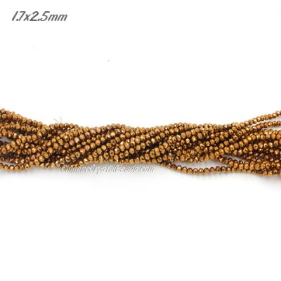1.7x2.5mm rondelle crystal beads, copper, 190Pcs