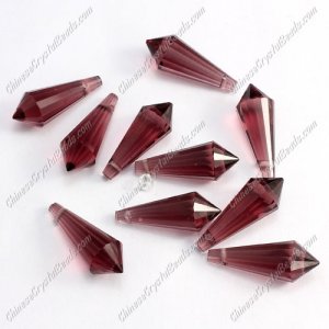 Chinese Crystal Icicle Drop Beads, 8x20mm, 1-hole, Amethyst, sold per pkg of 10 pcs
