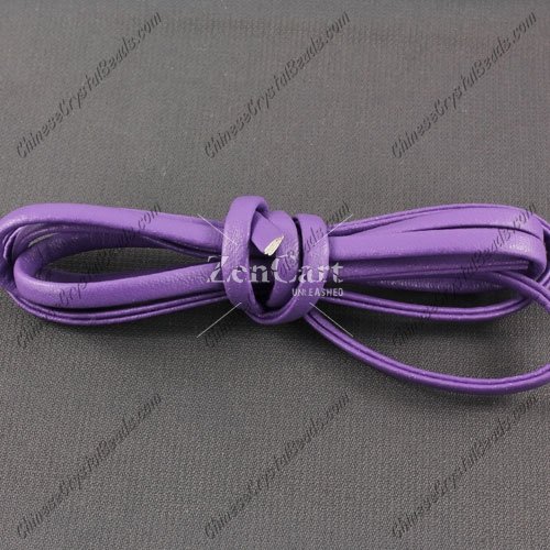 4 folded Nappa flat leather cord, 4mm, purple,