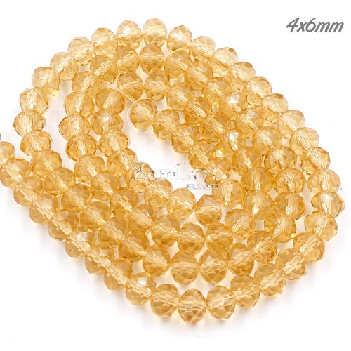 4x6mm Chinese Crystal Rondelle Beads Strand, G.champagne, about 95 beads