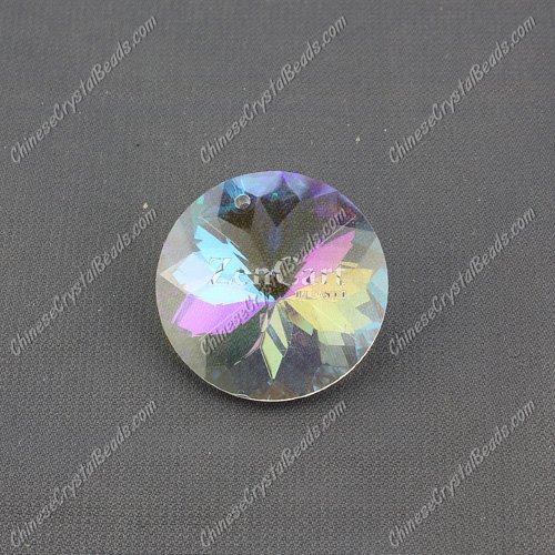 30mm Crystal round coin pendant, Clear AB, hole: 1.5mm