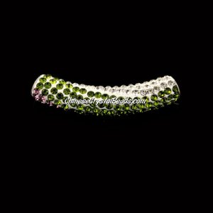 Pave Crystal Pave Tube Beads, 45mm, 4mm hole, twist 3 color 004, sold 1pcs