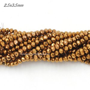 130Pcs 2.5x3.5mm Chinese Crystal Rondelle Beads, Copper light
