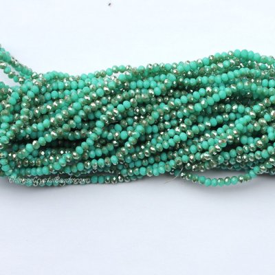 10 strands 2x3mm chinese crystal rondelle beads opaque turquoise half green light about 1700pcs