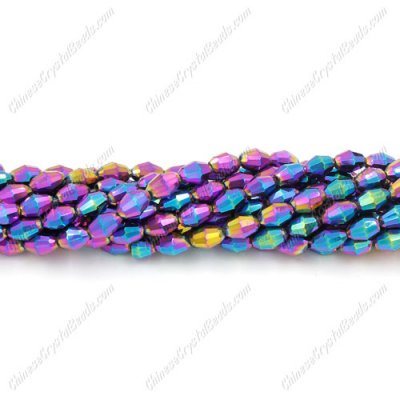 Chinese Barrel Shaped crystal beads,Rainbow, 4X6MM, about 72 Beads