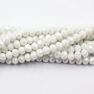 70 pieces 8x10mm Crystal Rondelle Bead,Opaque white AB