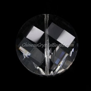 Chinese Crystal Faceted Coin Pendant, Clear, 30mm