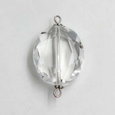 Oval shape Faceted Crystal Pendants Necklace Connectors, 20x33mm, clear, 1 pc