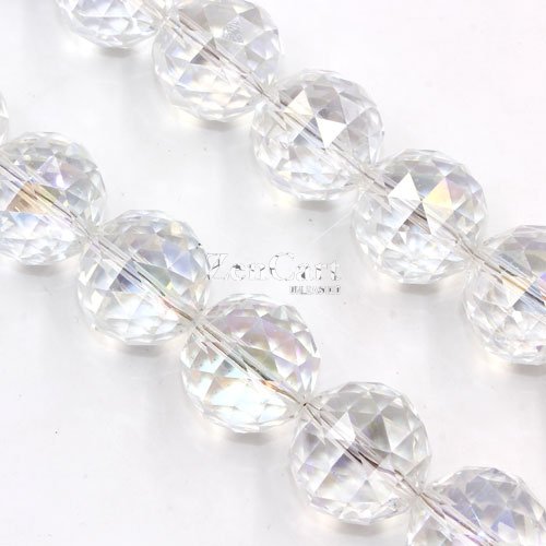 Crystal faceted ball pendant, 20mm, clear AB, 1 piece