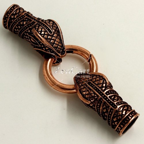 Clasp, Snake End Cap, antiqued copper finished inchpewterinch #zinc-based alloy,78x24mm Hole 9x9mm, Sold individually.