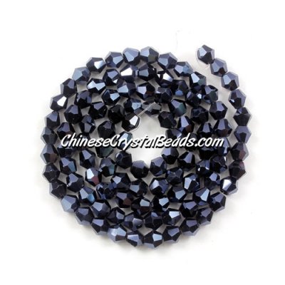 Chinese Crystal 4mm Bicone Bead Strand, gun metal, about 100 beads