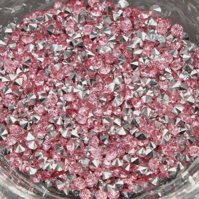 AAA Resin Rhinestone, silver pink, size: 3mm, sold per pkg of 12 gram