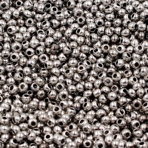 1.8mm AAA round seed beads 13/0, plated silver, approx. 30 gram bag