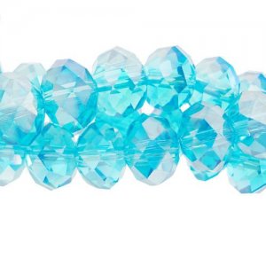 Chinese Crystal Rondelle Bead Strand, Medium Aqua AB, 9x12mm, about 36 beads