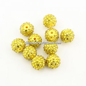 Pave disco Resin disco beads, yellow #3, 10mm, 10 pcs