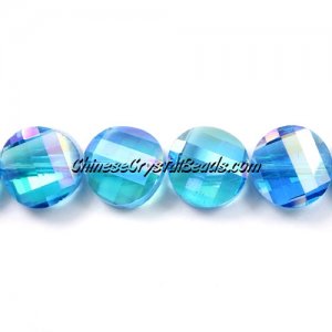 Chinese Crystal Twist Bead, 18mm, Aqua AB, 10 beads