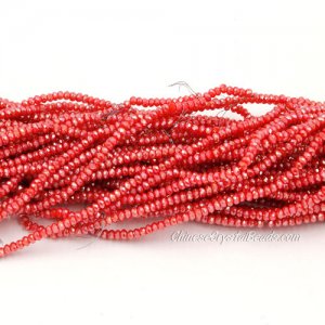 1.7x2.5mm rondelle crystal beads, red velvet 005, 190Pcs