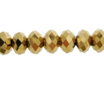 Chinese Crystal Rondelle Bead Strand, Gold, 9x12mm, about 36 beads