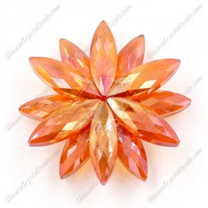 Beaded crystal flower, CCB Base, 45mm width, orange light, 1pcs