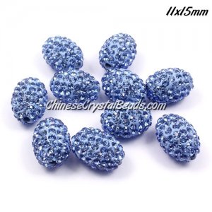 Oval Pave Beads, 11x15mm, Clay, light sapphire, sold per 10pcs bag