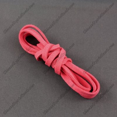 Suede Flat Leather Cord, 4x1.5mm, red, 1 piece=1 meter