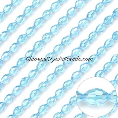Chinese Barrel Shaped crystal beads, Aqua AB, 4x6MM, 50 Beads