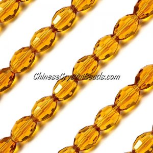 Chinese Crystal Faceted Barrel Strand ,Amber, 10x13mm, 20 beads