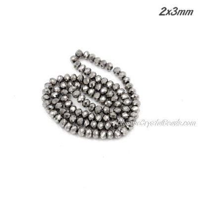 130Pcs 2.5x3.5mm Chinese Crystal Rondelle Beads, silver