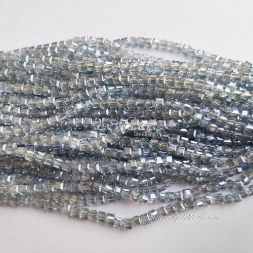 4mm Cube Crystal beads about 95Pcs, blue gray light