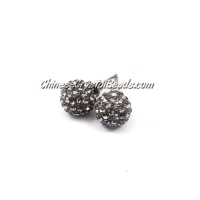 Pave clay disco Earrings, gray 10mm, sold 1 pair