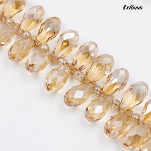 98 beads 8x16mm AAA Crystal Briolette Bead Strand, golden shadow