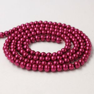 Glass Pearl Beads, Round, Violet Red, different size for choice, Hole:Approx 1mm, Length:Approx 32 Inch